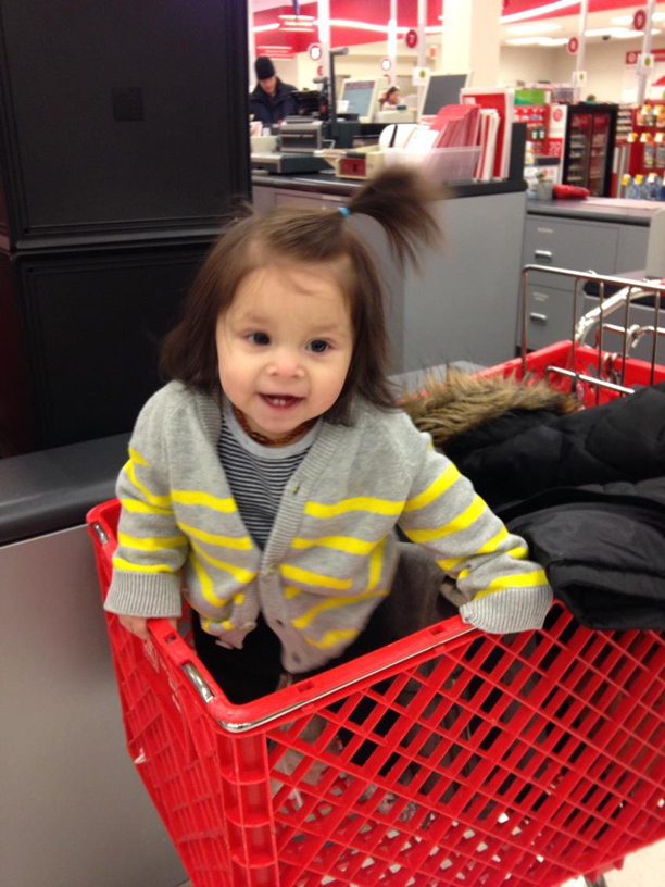 riding around in her chariot at Target