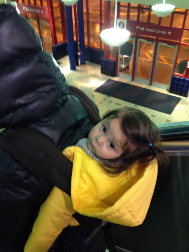 on our way to dinner I decided to try a different way of carrying Z